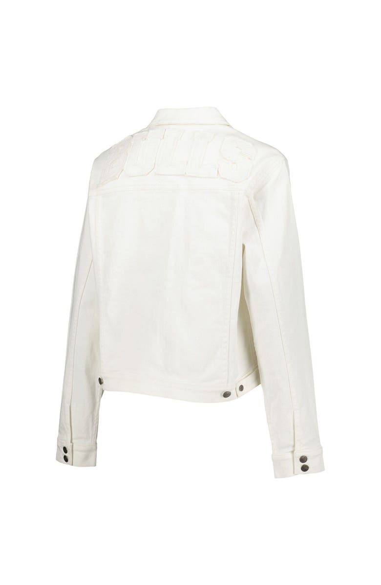 LUSSO Women's Lusso White Chicago Bulls Swarovski Crystal & Distressed Button-Up Denim Jacket, Alternate, color, White