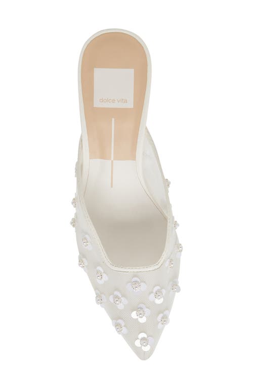 Dolce Vita Clara Pearl Pointed Toe Pump In White Mesh