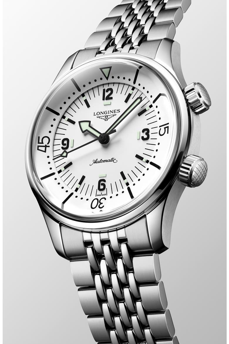Legend Diver Automatic Bracelet Watch, 39mm, Alternate, color, WHITE