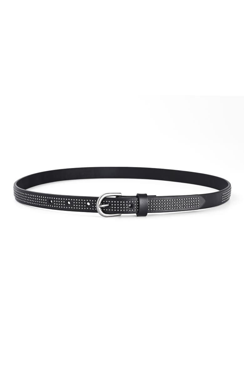 Stud Genuine Leather Slim Studded Everyday Belt, Alternate, color, Black