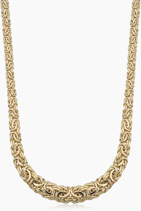 14K Gold Byzantine Graduated Necklace