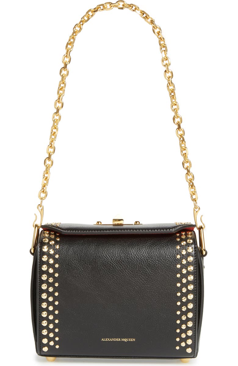 McQueen Alexander McQueen Box Bag 19 Studded Leather Bag, Main, color,