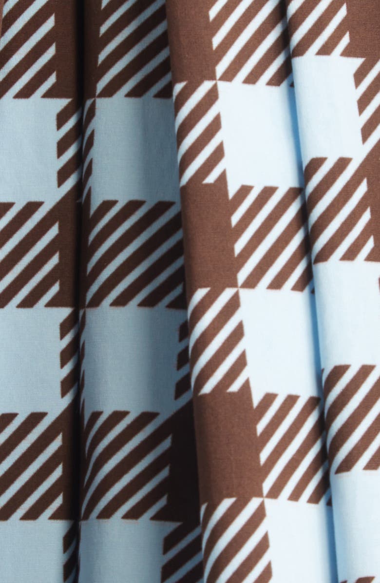 Oscar de la Renta Gingham Cotton Stretch Poplin Fit & Flare Minidress, Alternate, color, Ice/ Mahogany