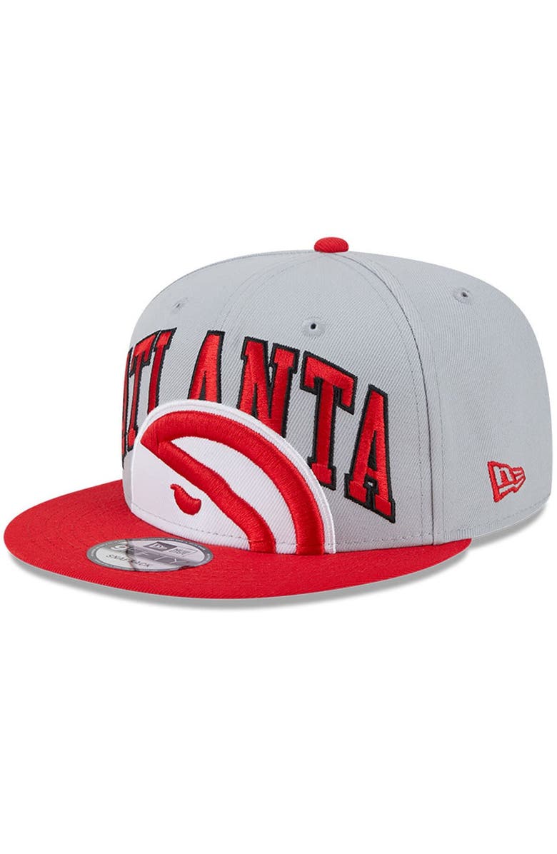 New Era Men's New Era Gray/Red Atlanta Hawks Tip-Off Two-Tone 9FIFTY Snapback Hat, Main, color, 
