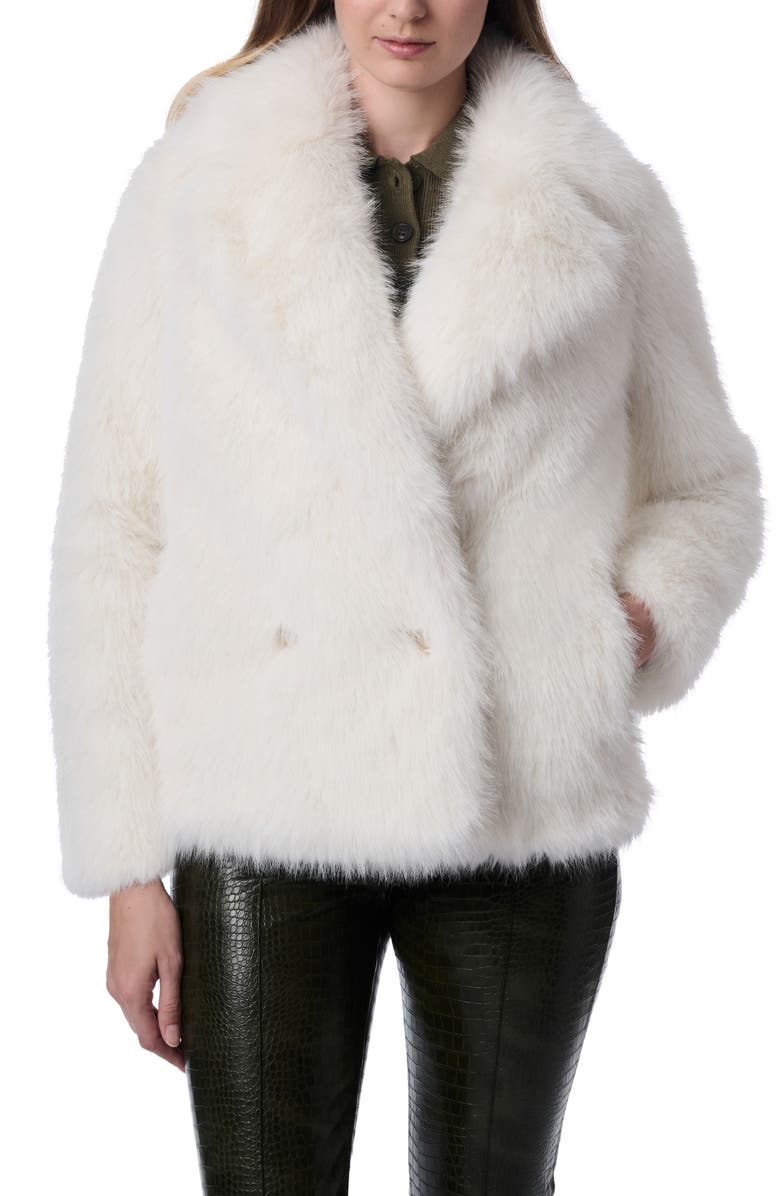 Bernardo Fuzzy Faux Fur Jacket, Alternate, color, 