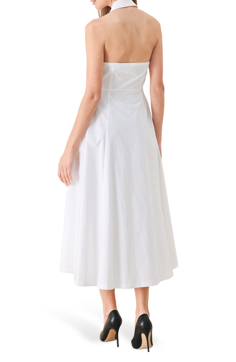 FREEMARKET Ruffle Trim Halter Neck Midi Shirtdress, Alternate, color, White
