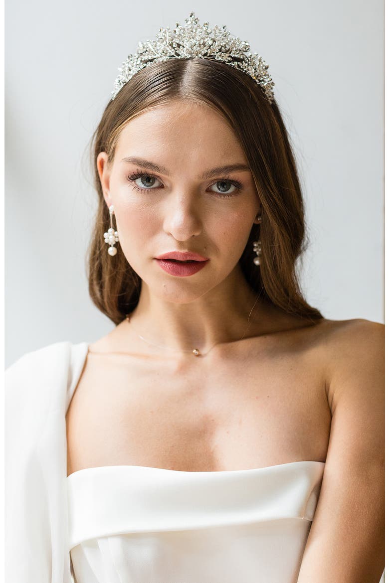 Karissa Crystal Crown (Nordstrom Exclusive), Alternate, color, SILVER