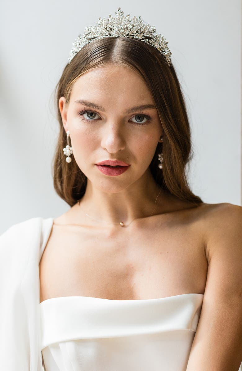 Brides & Hairpins Karissa Crystal Crown, Alternate, color, Silver