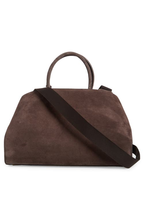 Shop Ferragamo Medium Hug Suede Top Handle Bag In Testa Di Moro