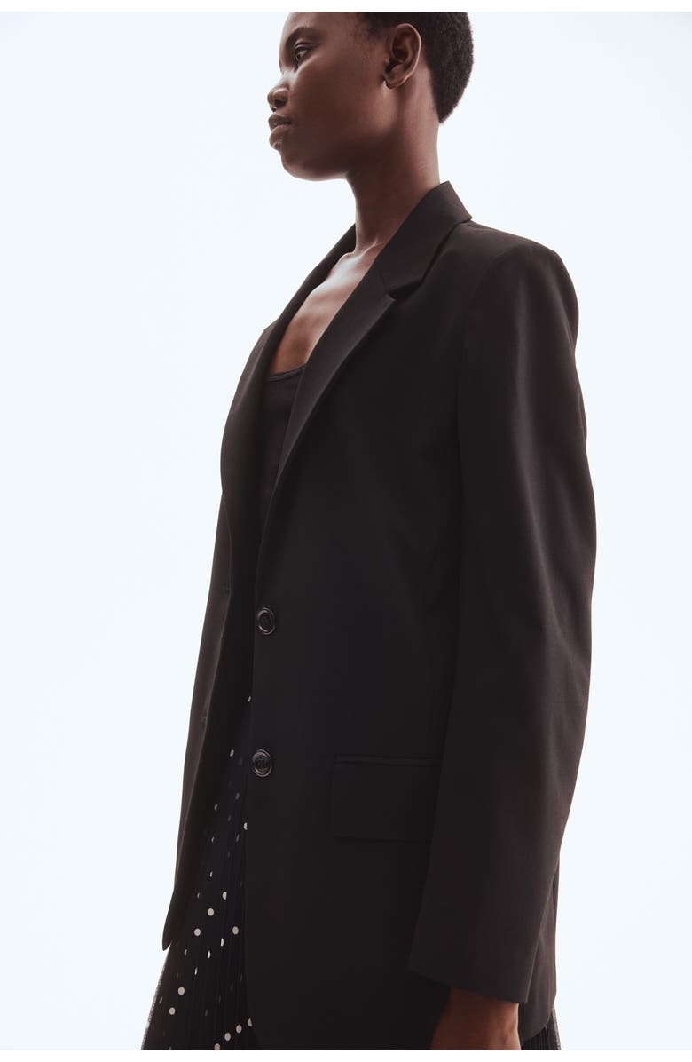 H&M Long Blazer, Alternate, color, Black