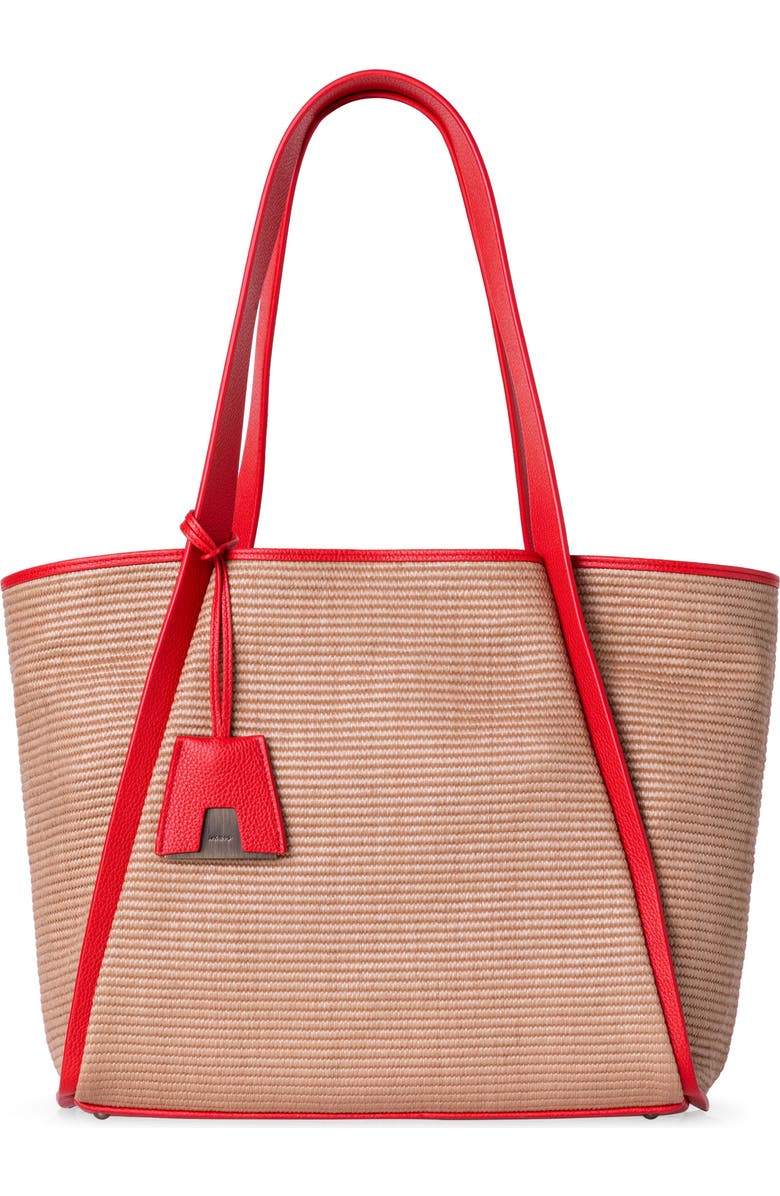 Akris Medium Alex Raffia & Leather Shopper, Main, color,