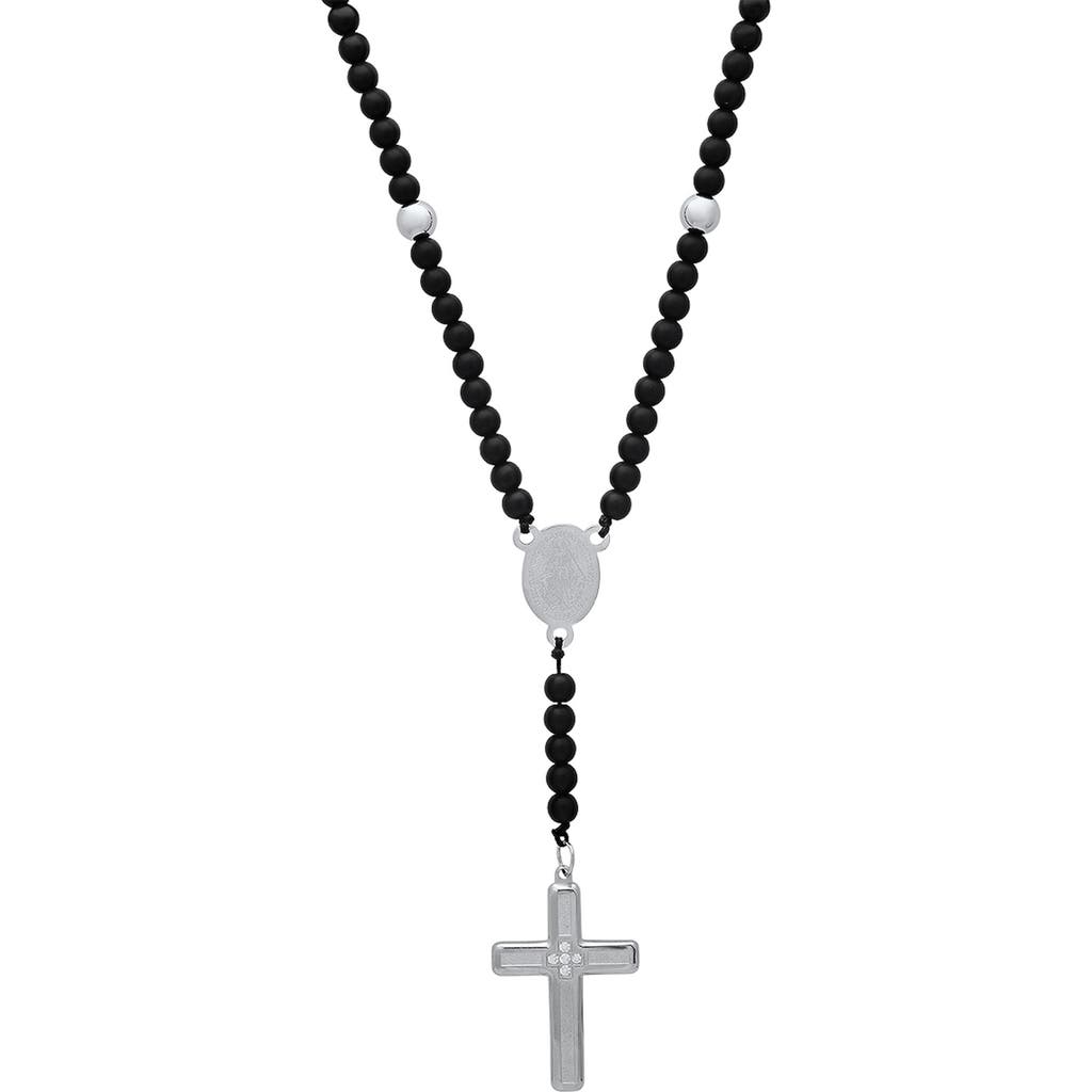 Hmy Jewelry Black Lava Beaded Rosary Necklace In Multi