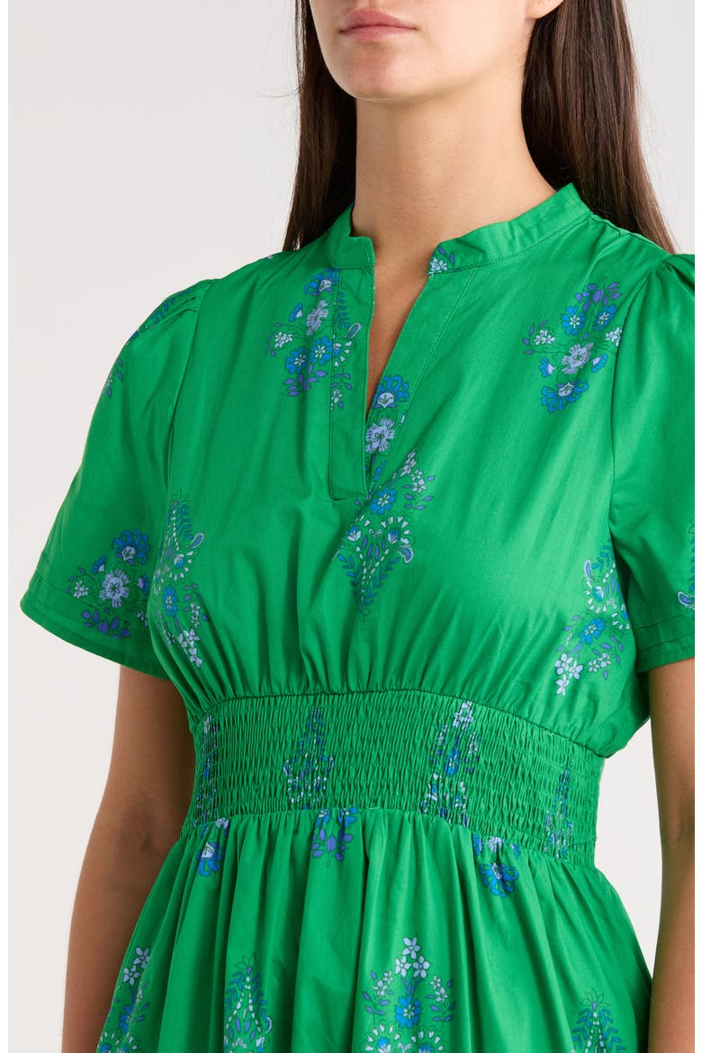 Lara Floral Print A-Line Dress, Alternate, color, KELLY-BLUES