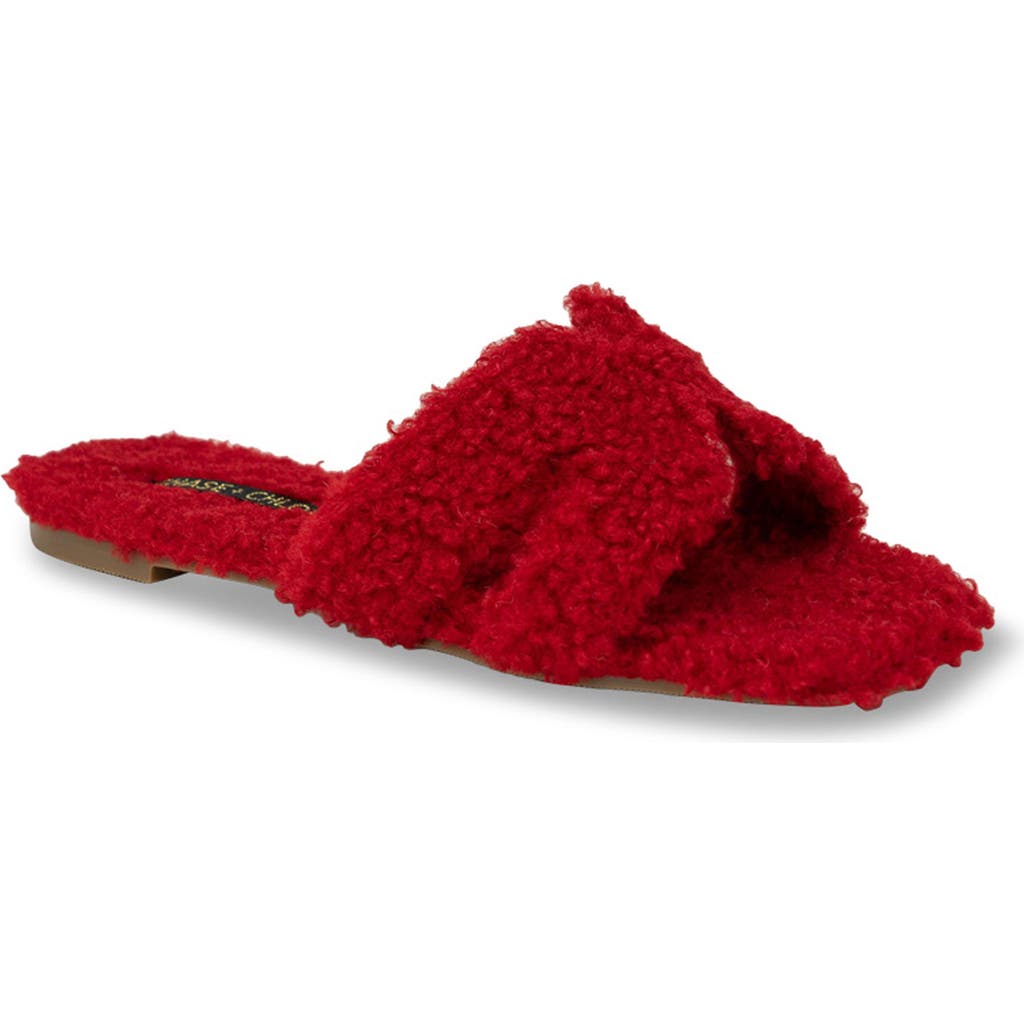 CHASE & CHLOE CHASE AND CHLOE JENSON FAUX SHEARLING SLIDE SANDAL