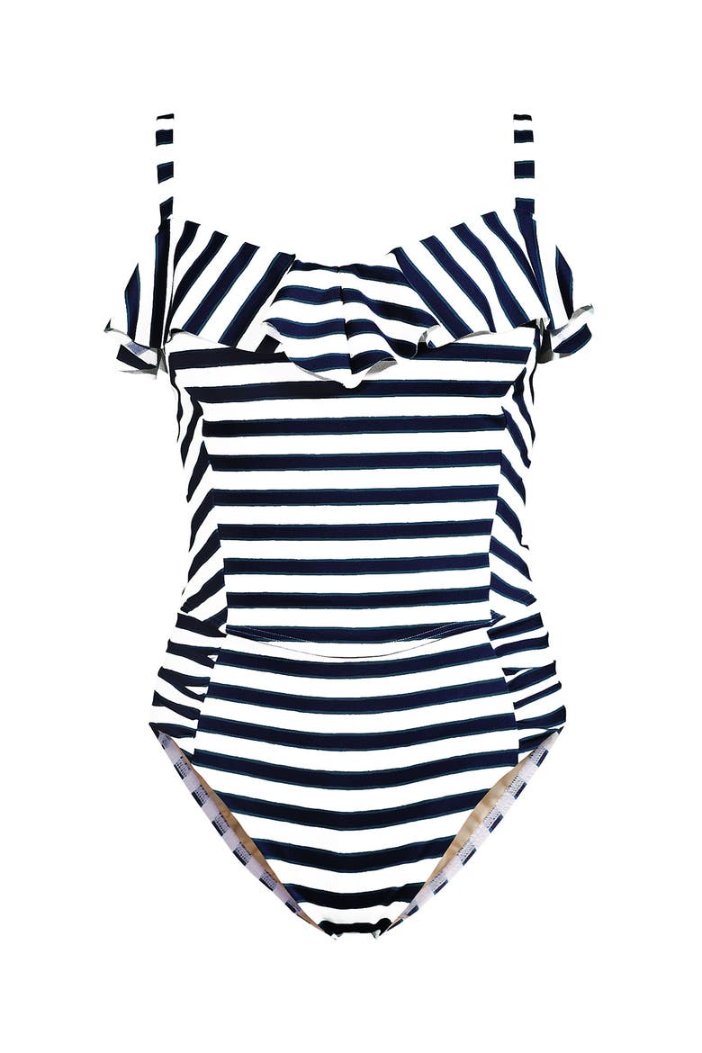 Ruffle Midkini Set, Alternate, color, Painted Stripes/Navy/Teal