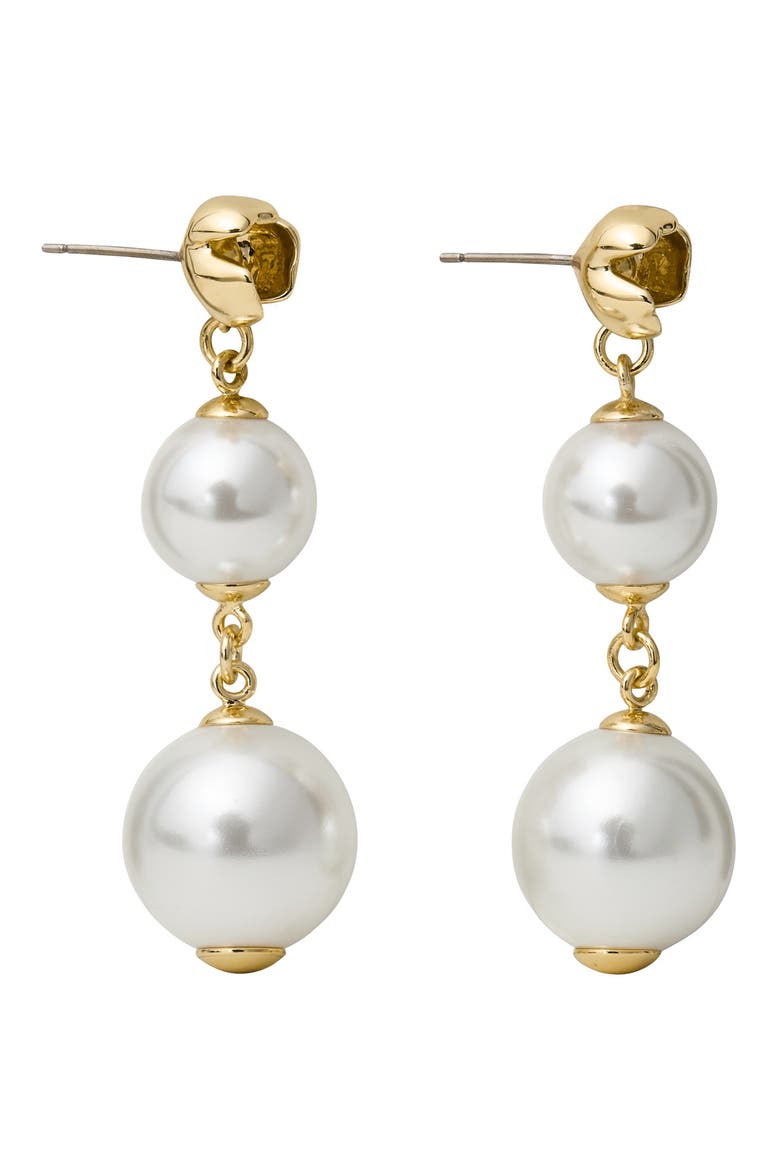 faux pearl drop earrings, Main, color, CREAM/ GOLD