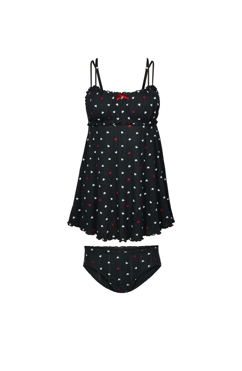 Adore Me Ophylia Babydoll & Hipster Set, Alternate, color, Charcoal