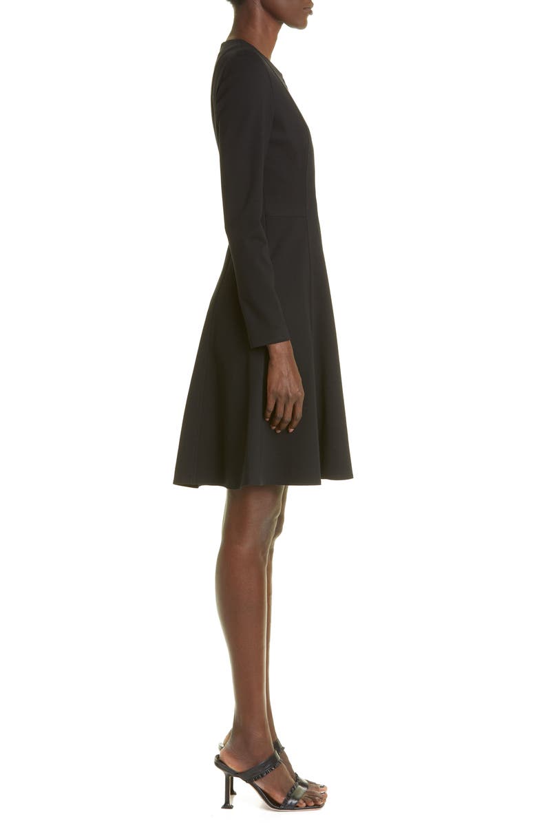 Akris punto Elements Long Sleeve Jersey Fit & Flare Dress, Alternate, color, Black
