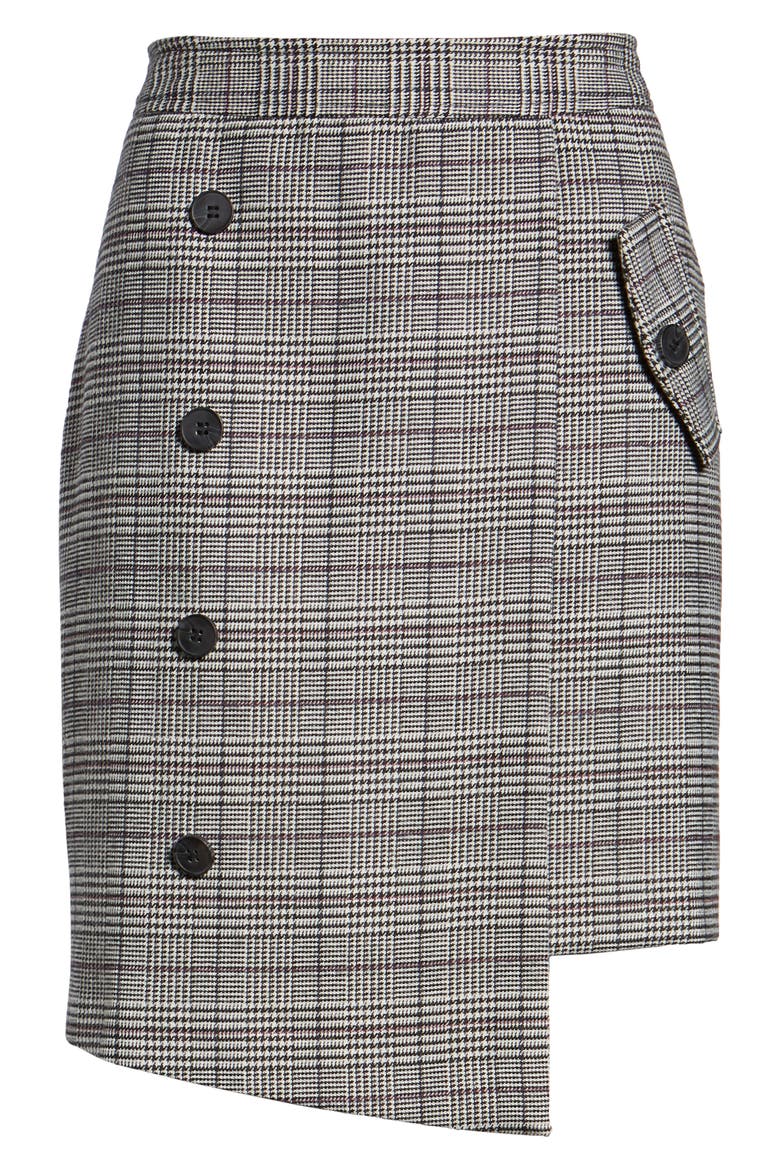 Chriselle Lim Bianca Houndstooth Button Front Skirt (Nordstrom Exclusive), Alternate, color, GREY PLAID