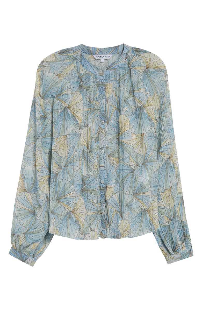 Veronica Beard Fennel Floral Button-Up Shirt, Alternate, color, Powder Blue Multi