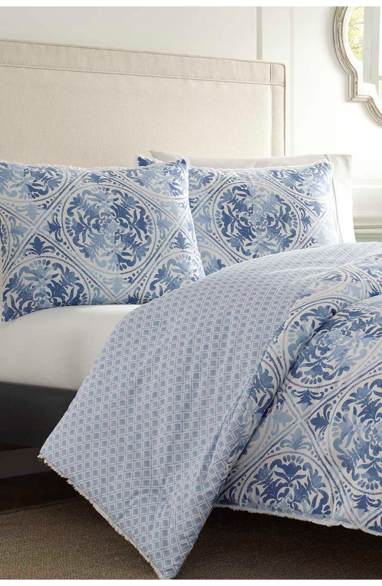 Laura Ashley Mila Medium Blue Full/Queen Duvet Cover Set, Alternate, color, 