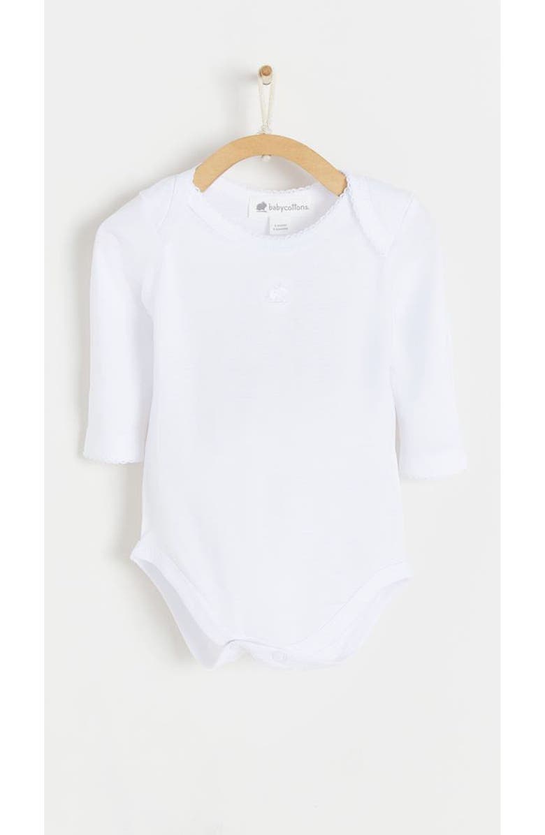 Babycottons Logo Long Sleeve Bodysuit 2-Pack for Infant, Alternate, color, White
