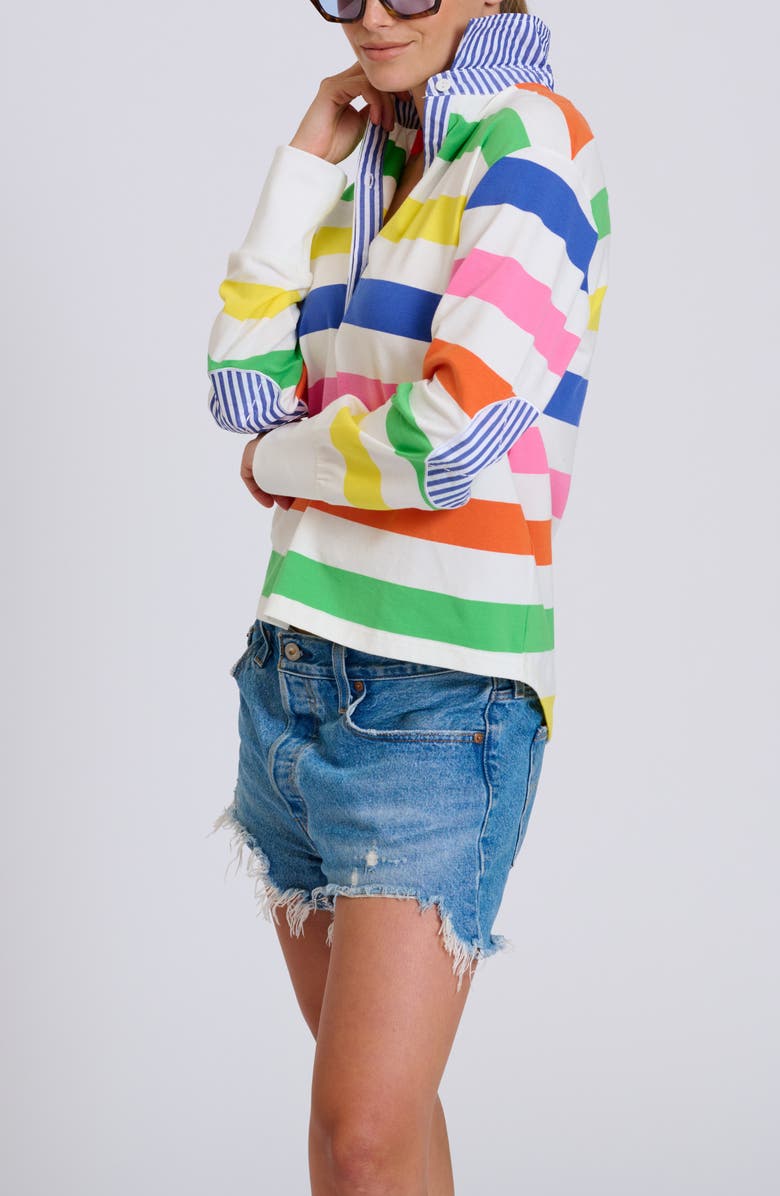 SHIRTY Summer Stripe Cotton Rugby Sweatshirt, Alternate, color, Bright Stripe
