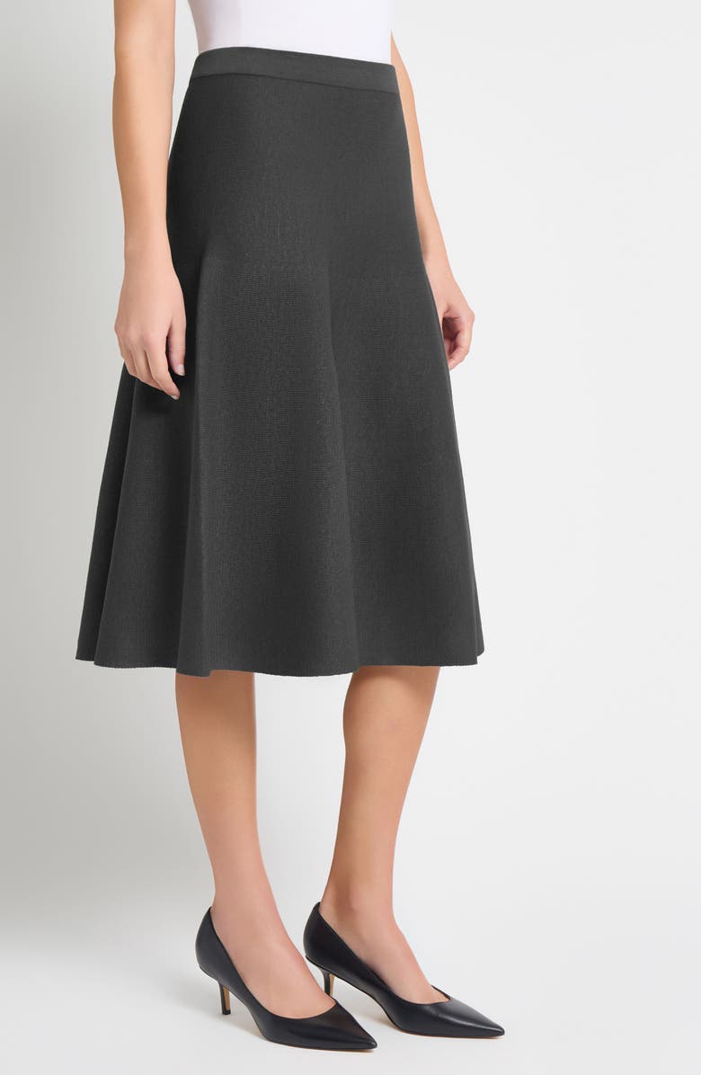 Ming Wang Flare Knit Midi Skirt, Alternate, color, Granite