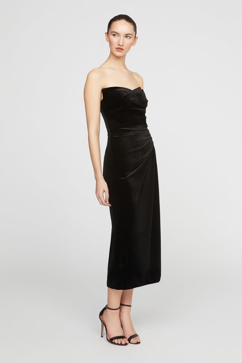Imara Velvet Midi Dress, Alternate, color, Black