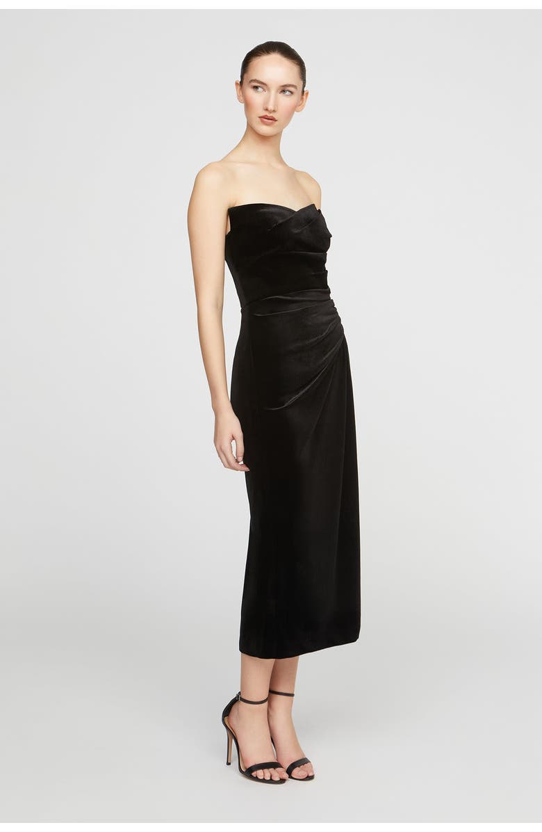 HALSTON Imara Velvet Midi Dress, Alternate, color, Black