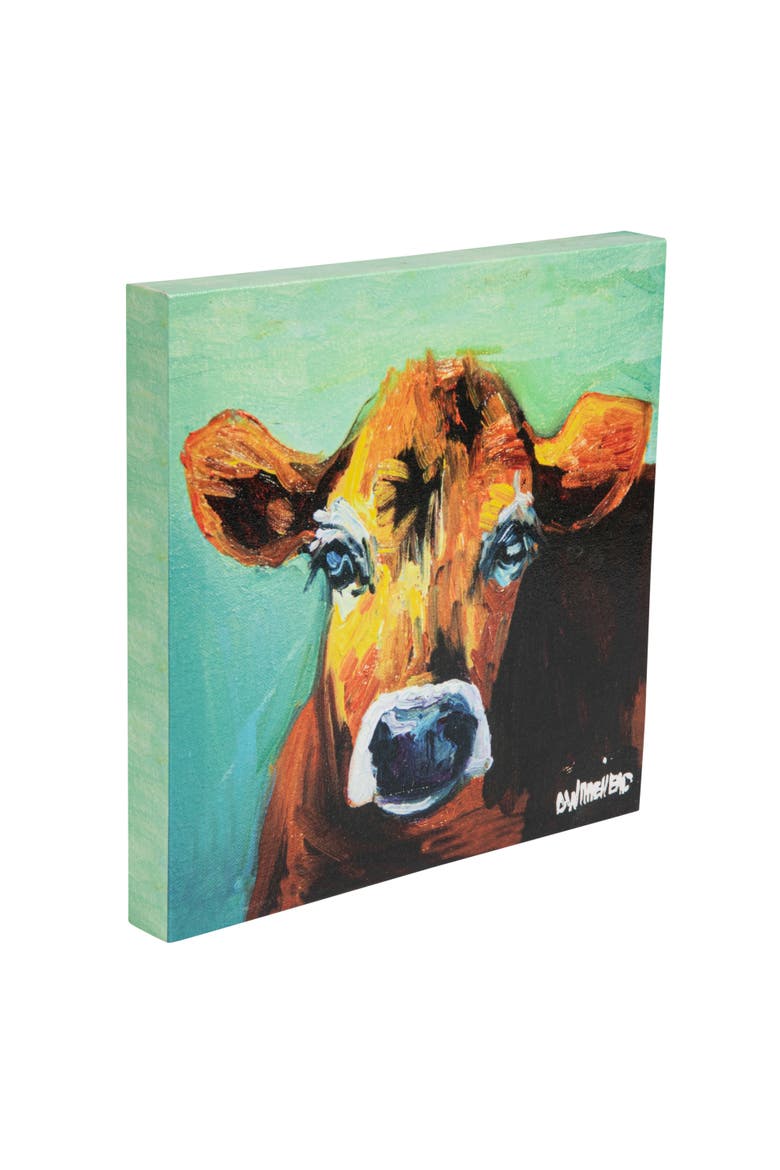 Canvas Wall Décor with Cow Image, Main, color, Blue