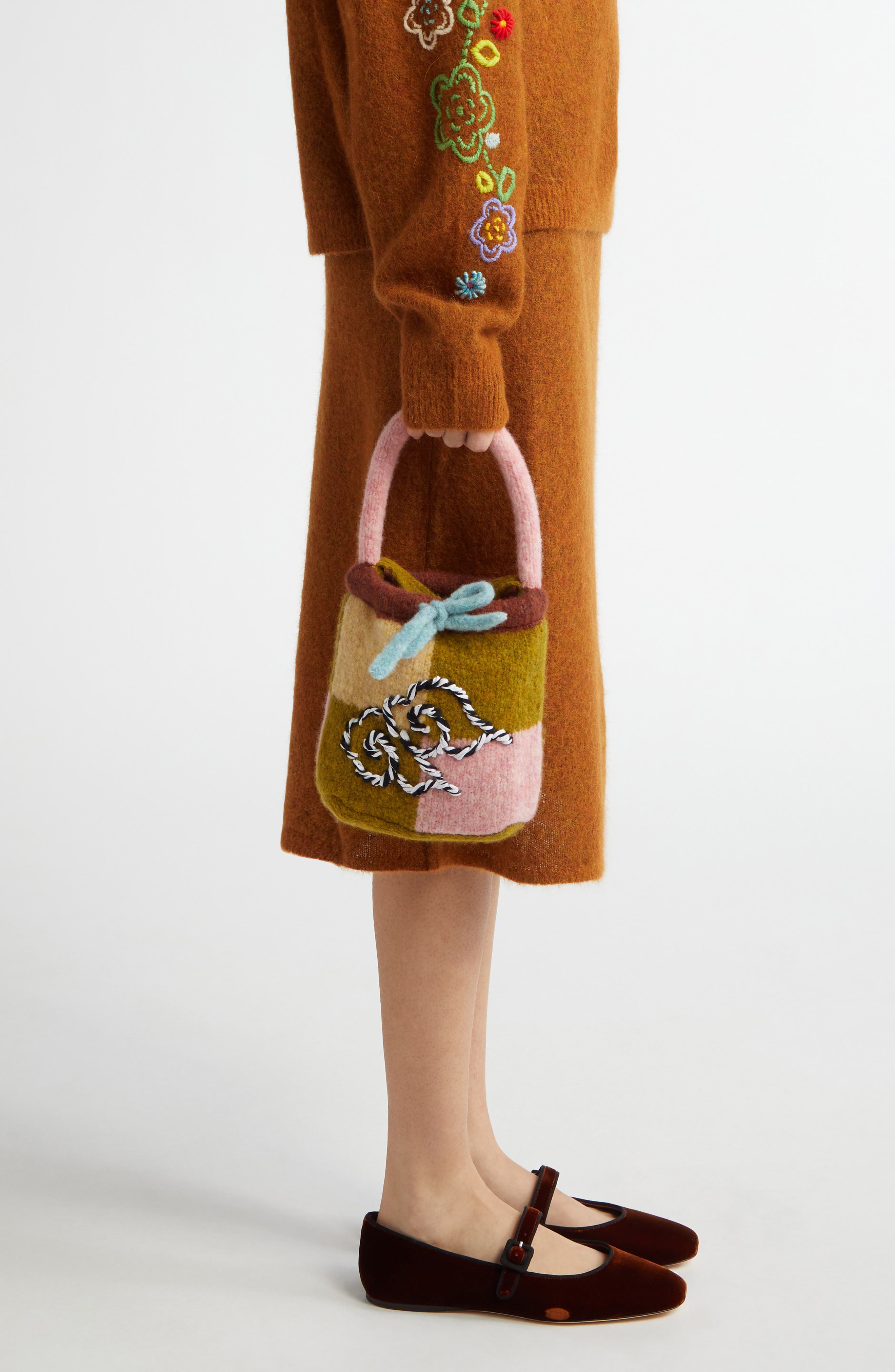 Softi Knit Pouch, Alternate, color, OLIVE/ PINK/ EGG SHELL