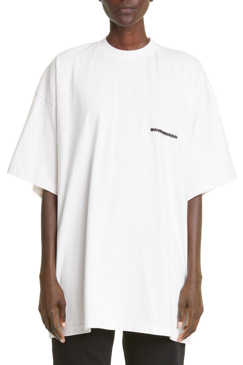 Oversize Logo Cotton Graphic Tee, Main, color, ECRU W