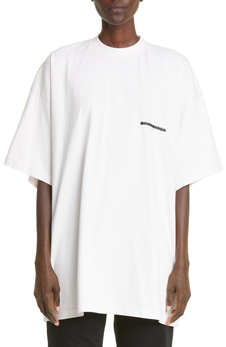 Balenciaga Oversize Logo Cotton Graphic Tee, Main, color, 