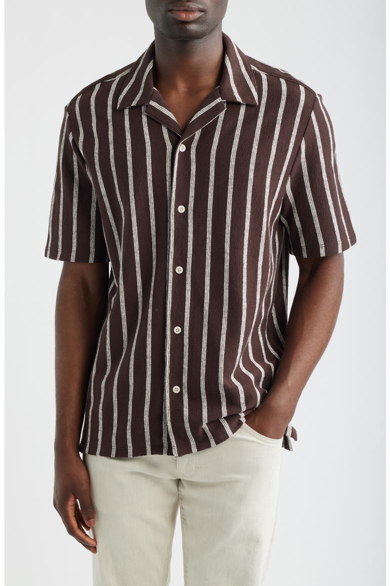 Seaport Terry Camp Shirt, Main, color, COFFEE BEAN