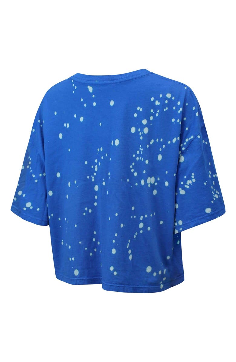 Majestic Threads Women's Majestic Threads Blue Carolina Panthers Bleach Splatter Notch Neck Crop T-Shirt, Alternate, color, 