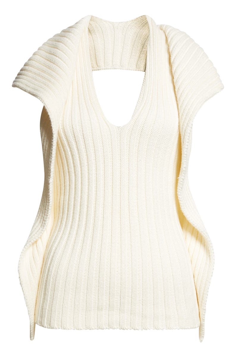 OSSOU Greer Cutout Rib Cotton Sweater, Alternate, color, Ecru