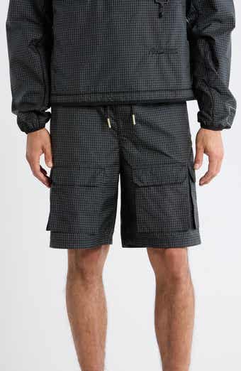 Tahoe Check Print Nylon Blend Drawstring Cargo Shorts