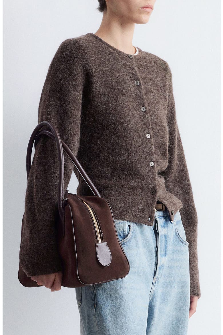 Alpaca & Wool Blend Cardigan, Alternate, color, BROWN DARK