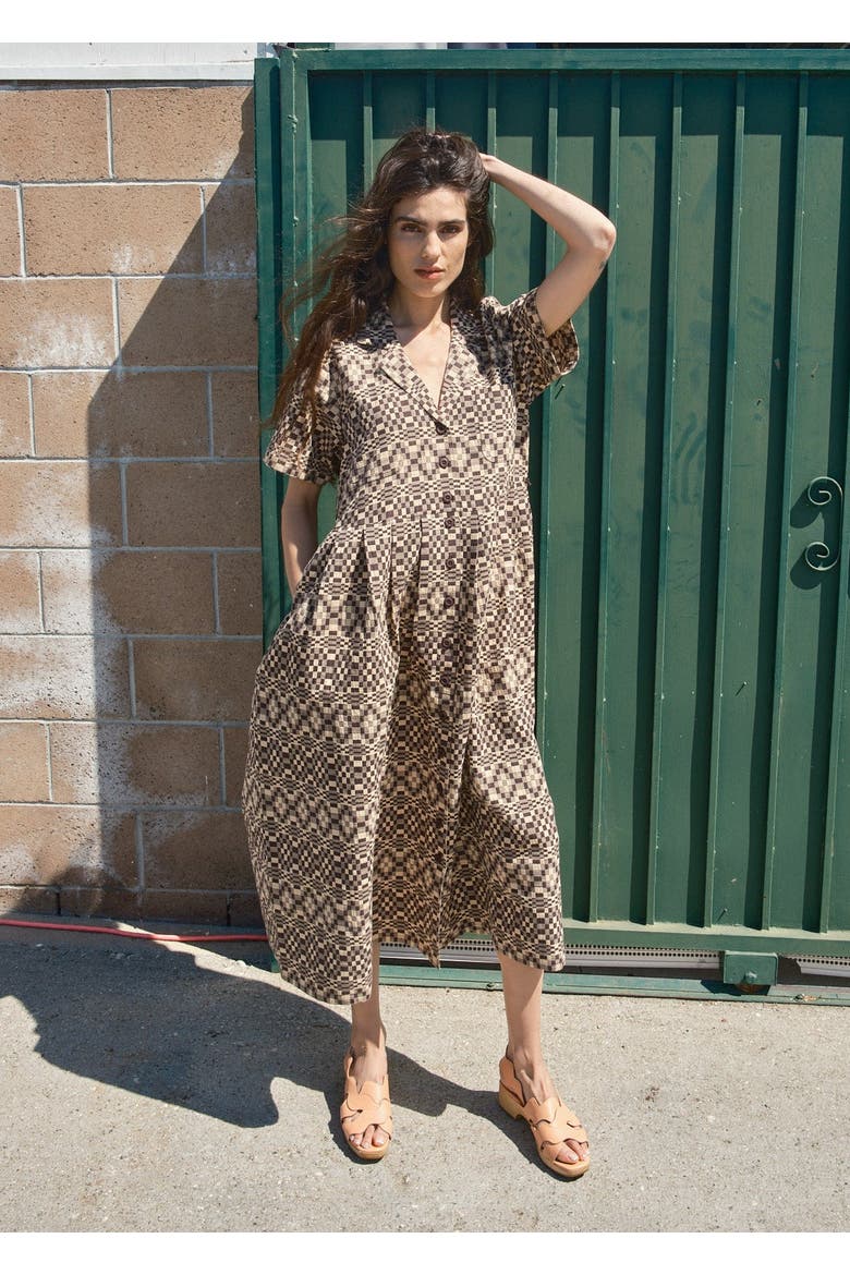 Sabine Button Front Collared Midi Dress, Alternate, color, Yesterday