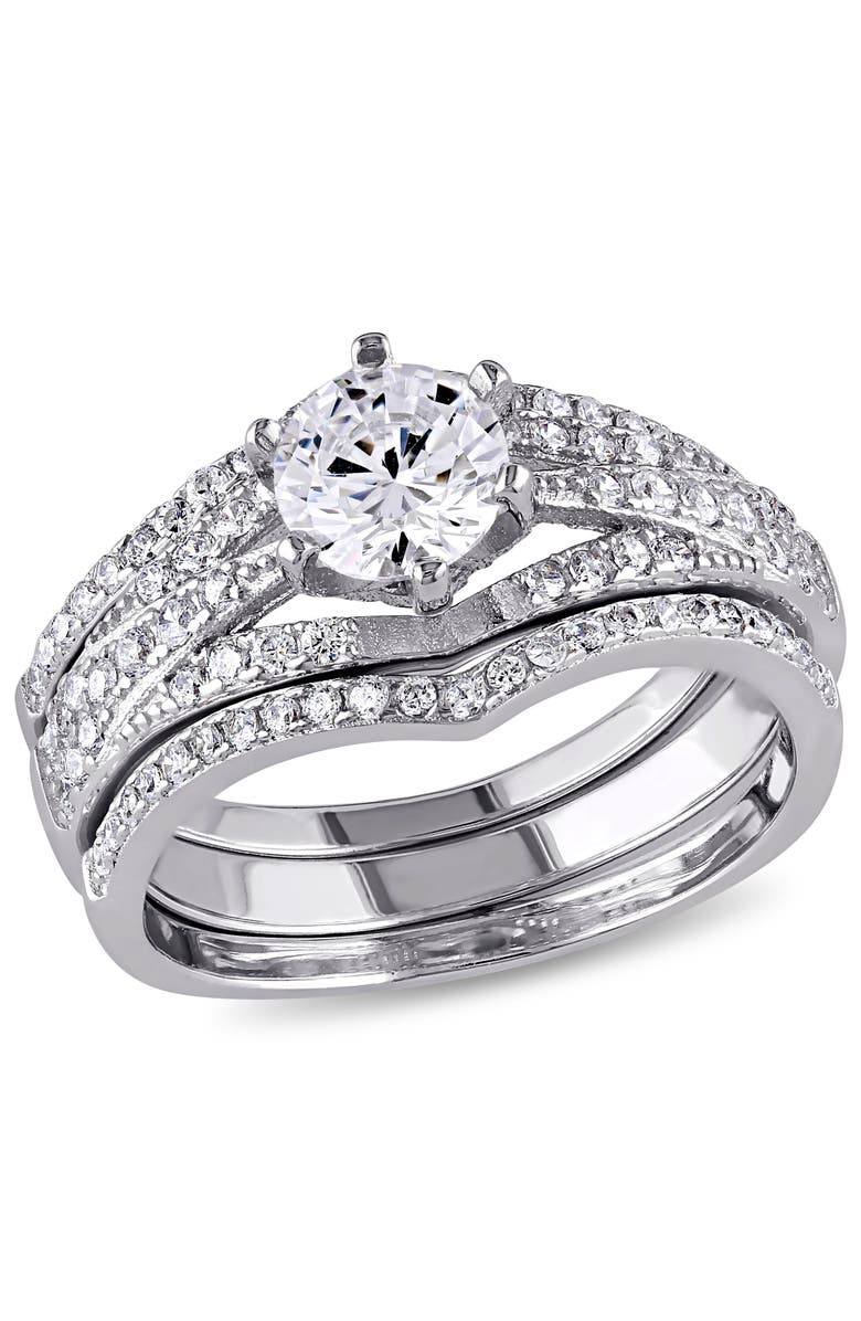 Julianna B. Cubic Zirconia Bridal Ring Set Sterling Silver, Main, color, Sterling Silver