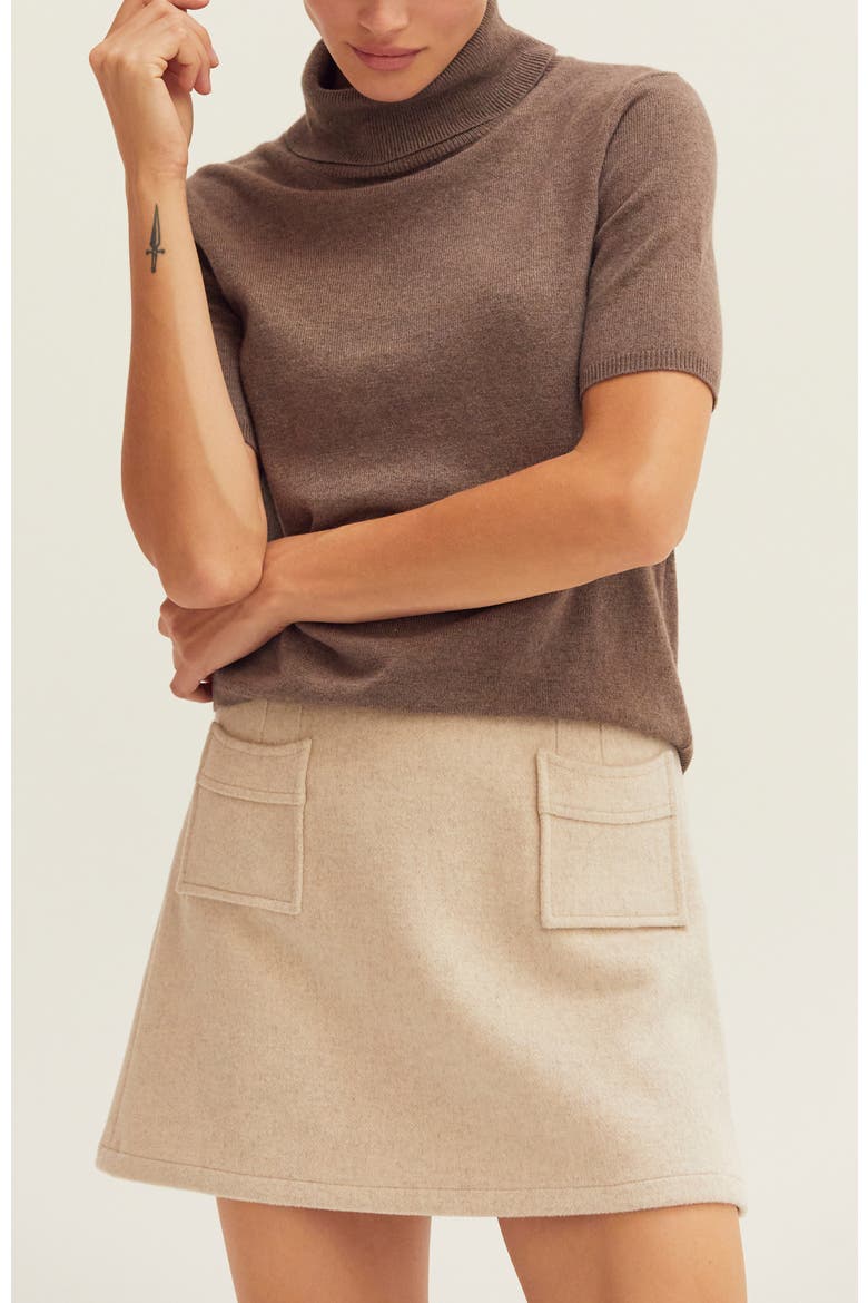 Wool Blend Mini Skirt, Alternate, color, Bone