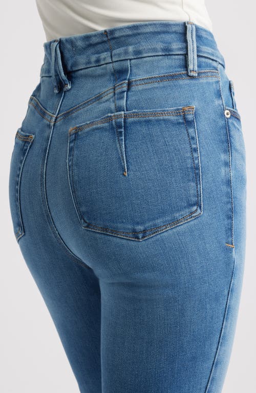 Good American Soft Tech Good Legs Raw Hem Straight Leg Jeans In Blue