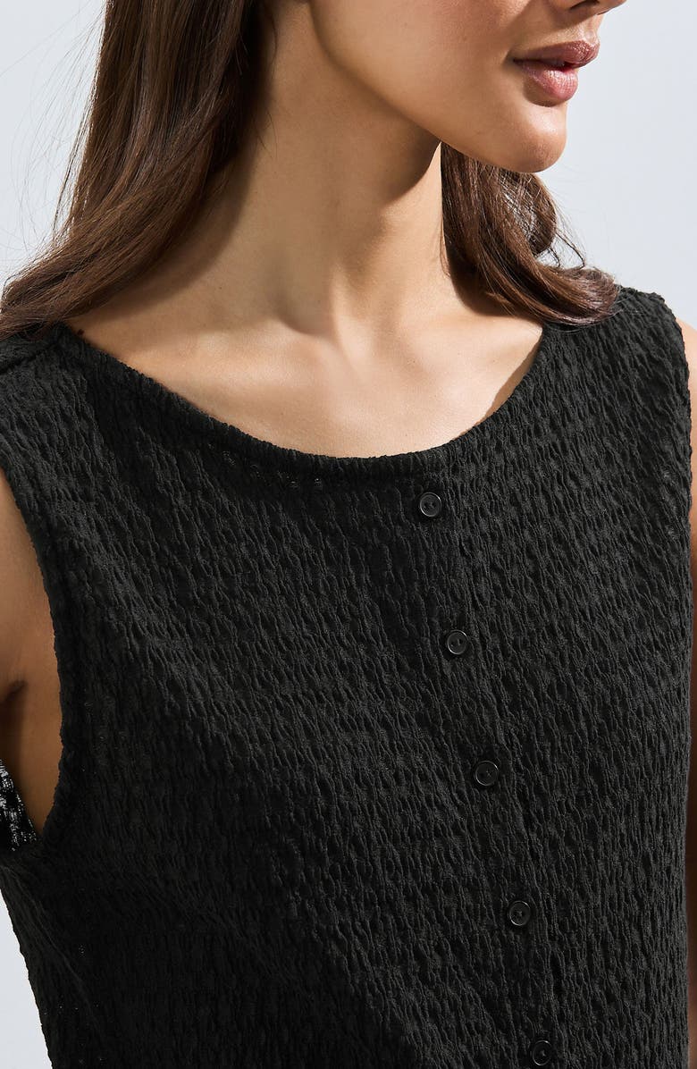 NEXT Textured Sleeveless Cotton Blend Button-Up Top, Alternate, color, Black
