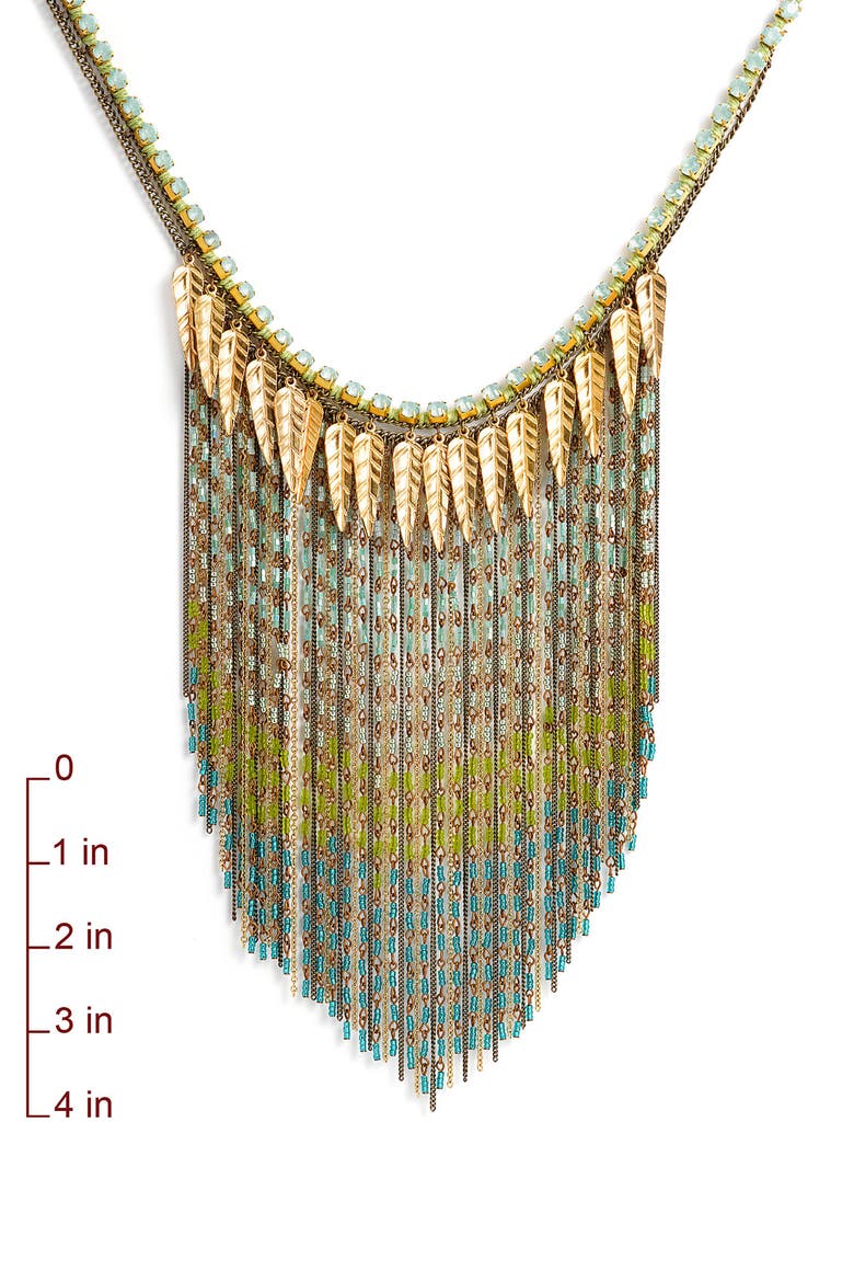 'Marrakech' Feather & Fringe Necklace, Alternate, color, GREEN MULTI