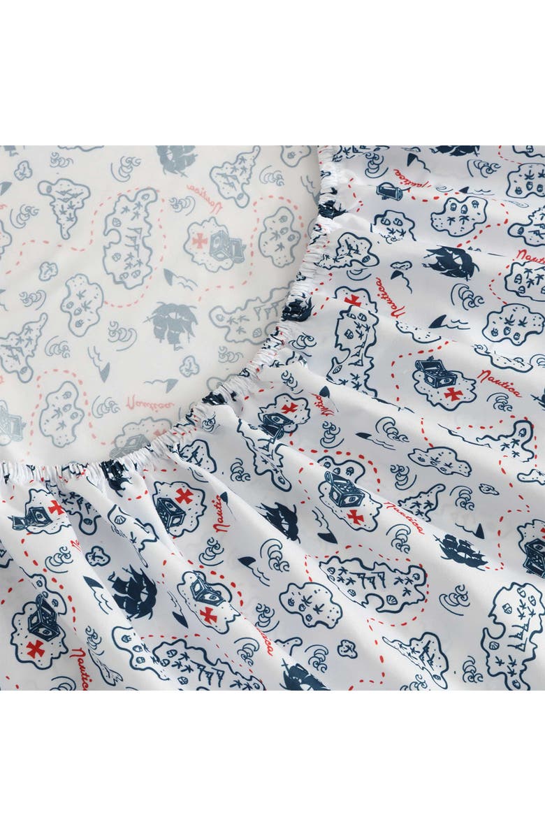 Nautica Maxon Map Print Microfiber Sheet Set, Alternate, color, Navy Seas