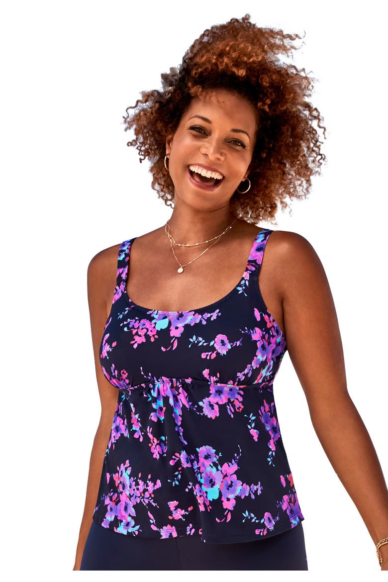 Flared Tankini Top, Main, color, Purple Poppies