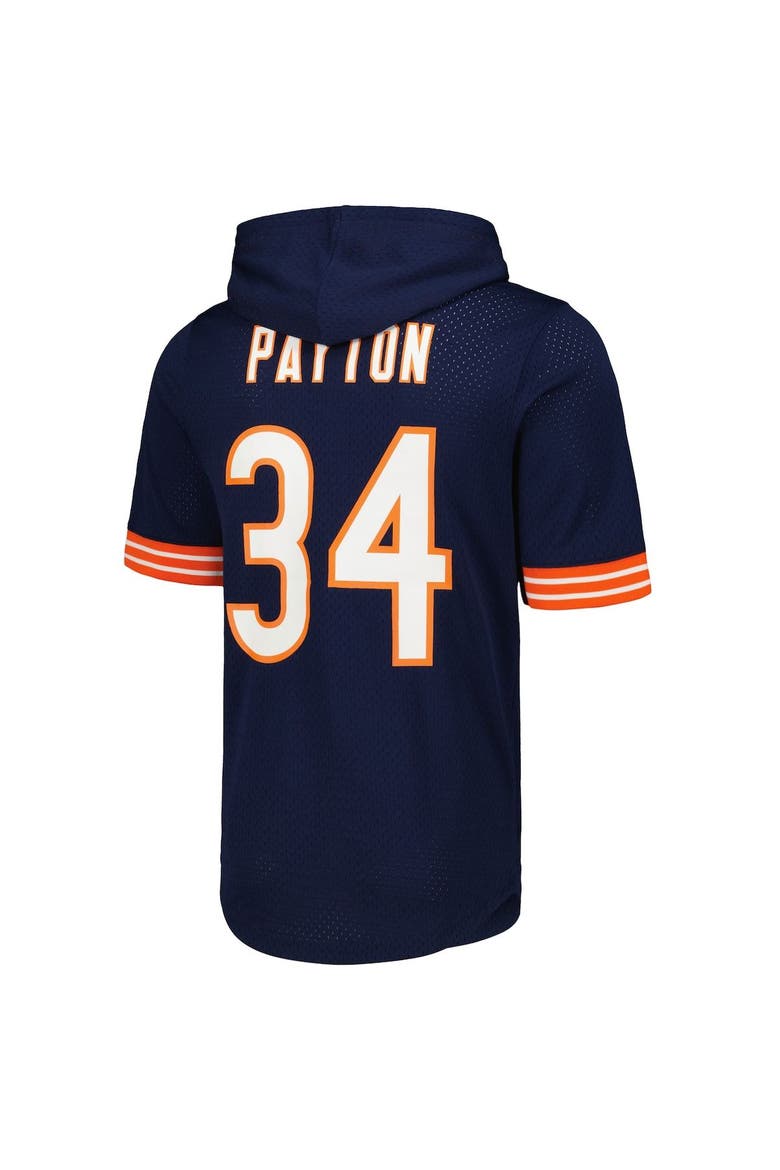 Men's Mitchell & Ness Walter Payton Navy Chicago Bears Retired Player Name & Number Mesh Hoodie T-Shirt, Alternate, color, Navy
