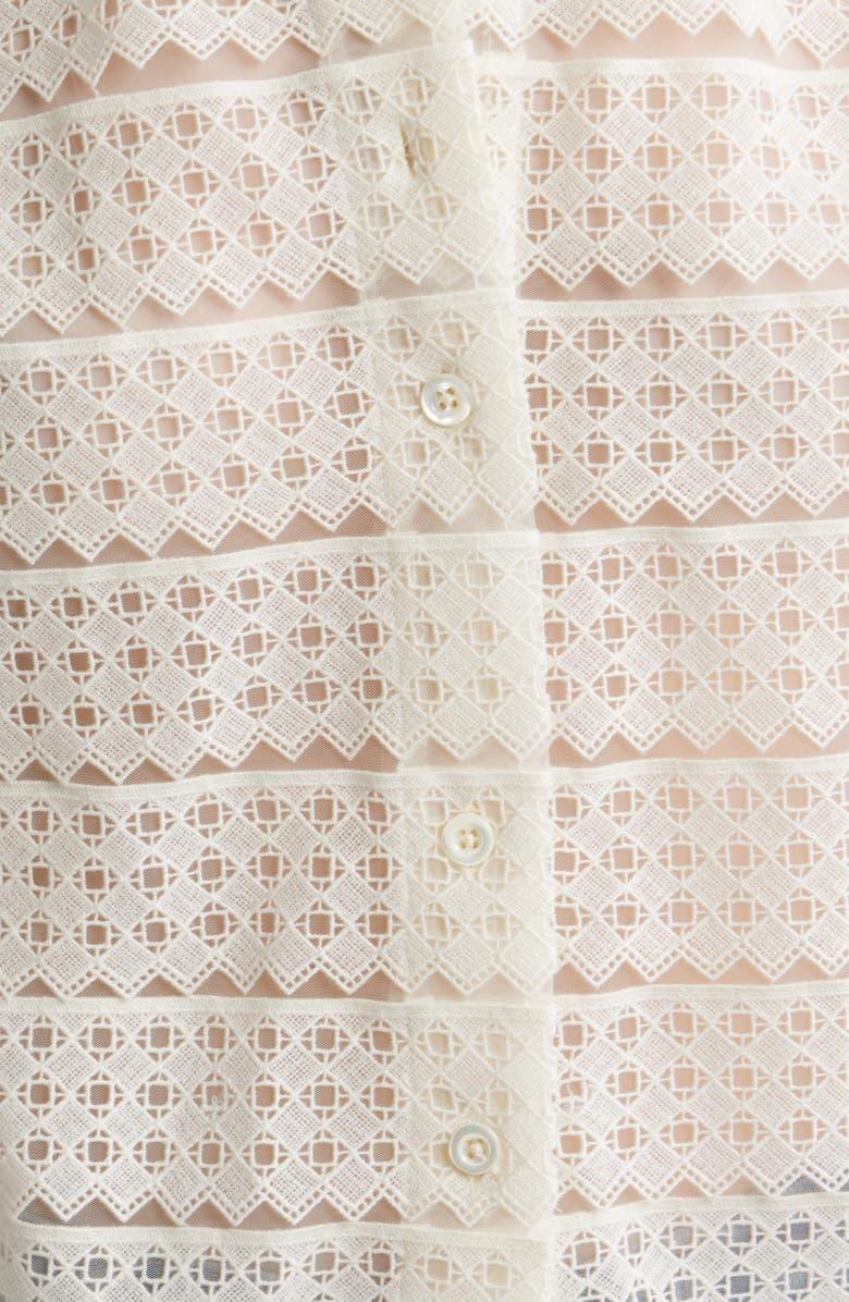 FRAME The Lattice Crochet Button-Up Top, Alternate, color, Cream