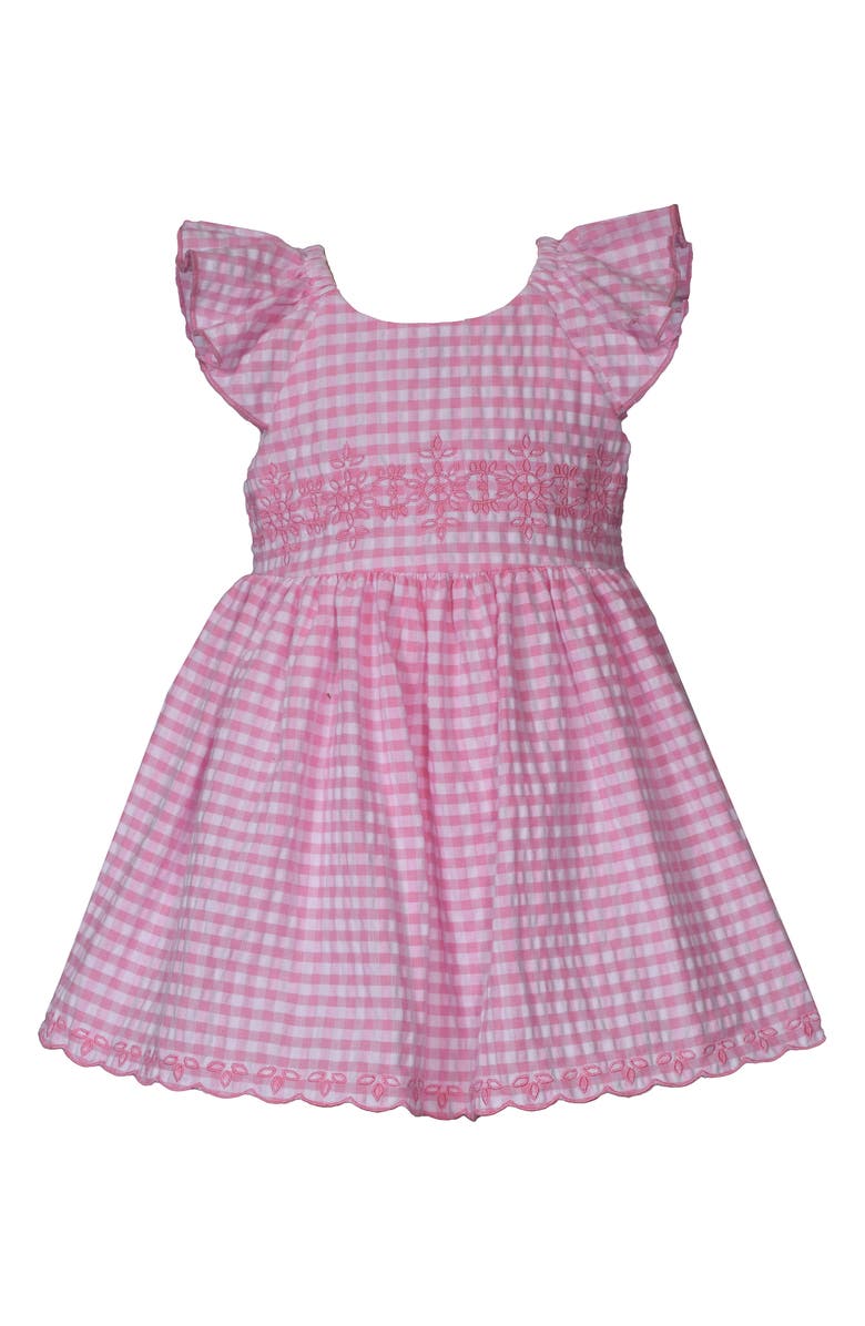 Iris & Ivy Embroidered Seersucker Dress & Bloomers, Main, color, 